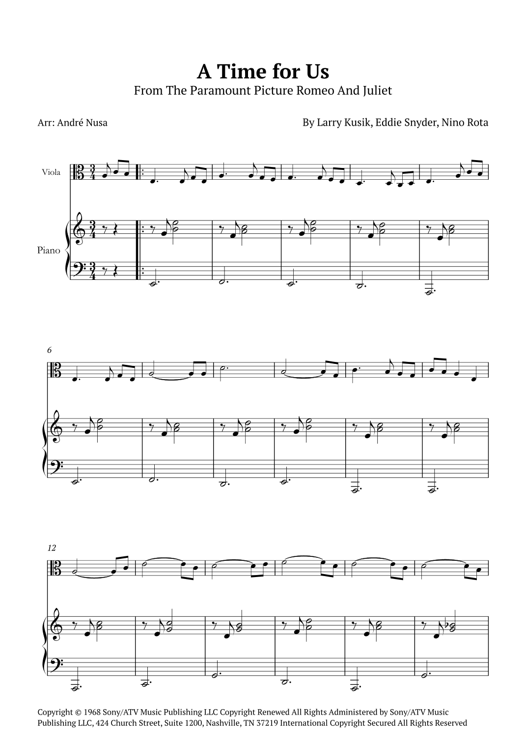 A Time For Us (love Theme) (arr. André Nusa)