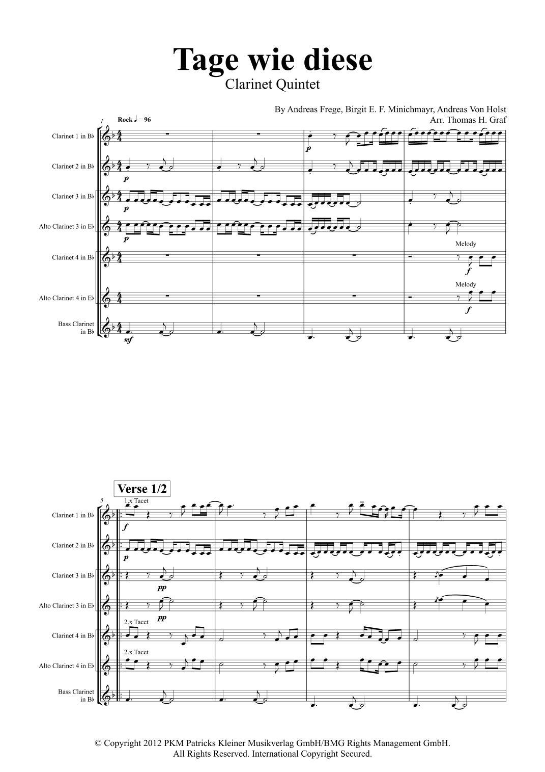 Tage Wie Diese (arr. Thomas H. Graf)
