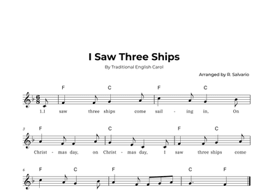 I Saw Three Ships (Key of F Major) (arr. R. Salvario)