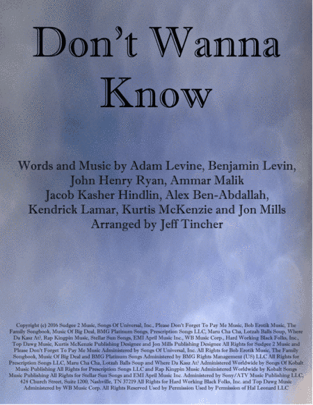 Don't Wanna Know (arr. Jeff Tincher)