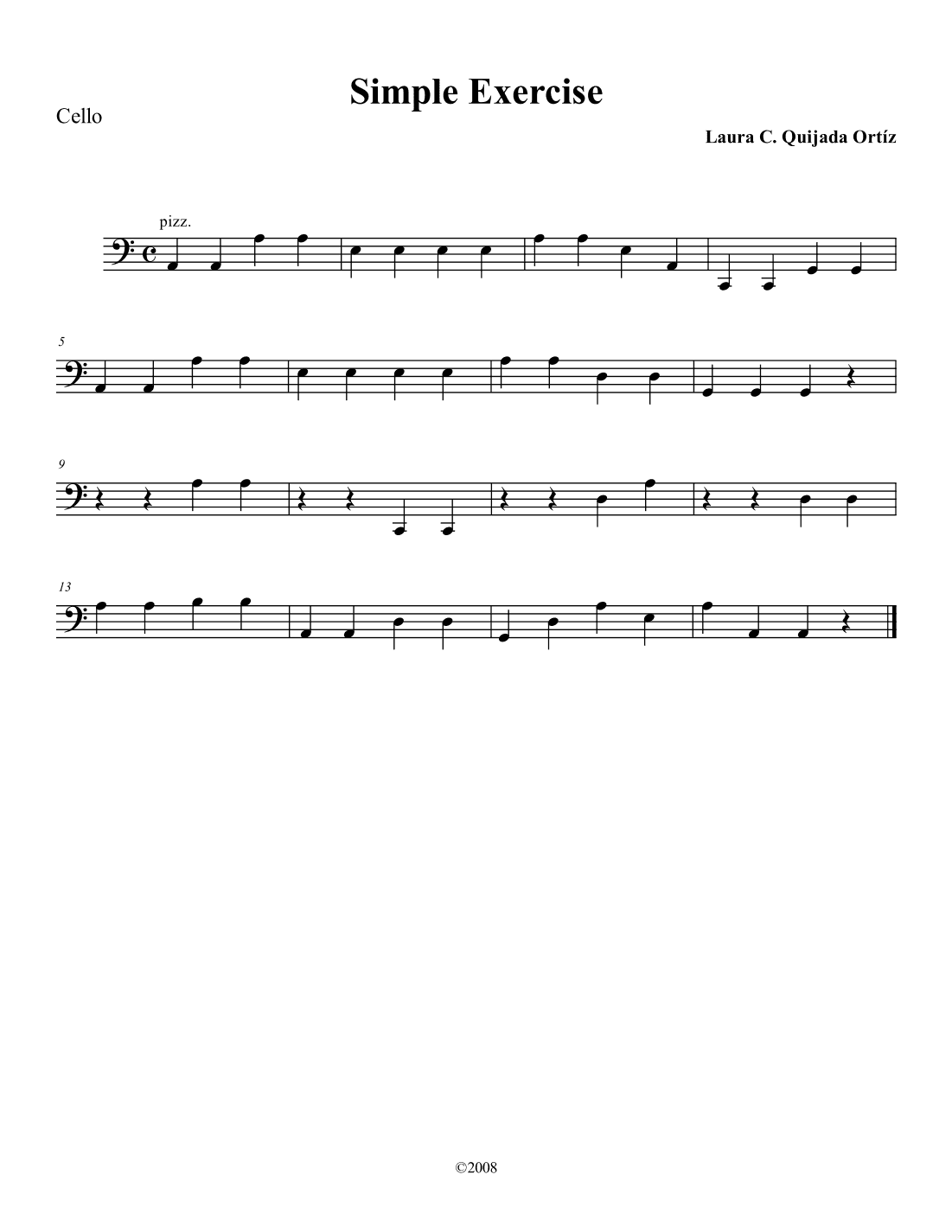 Simple Exercise for String Orchestra. Open strings and first finger. SCORE & PARTS