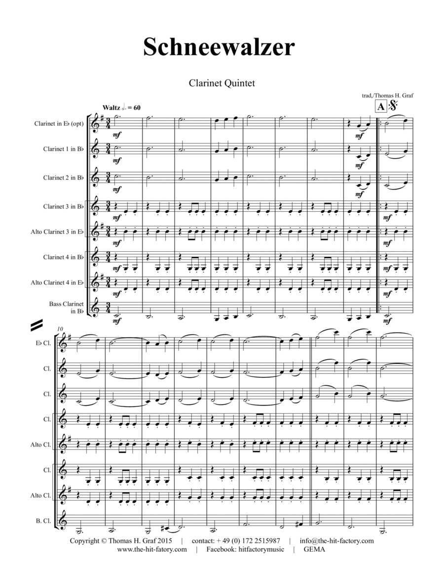 Schneewalzer - Oktoberfest - Clarinet Quintet (arr. Thomas Graf)