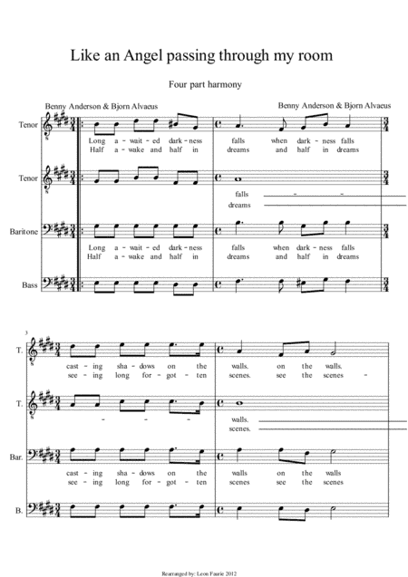 Like An Angel Passing Through My Room (arr. Leon Faurie)