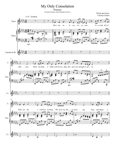 My Only Consolation (Rasputin) for solo male voice and piano (optional clarinet)