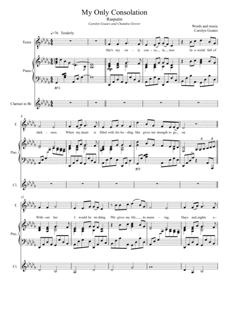 My Only Consolation (Rasputin) for solo male voice and piano (optional clarinet)