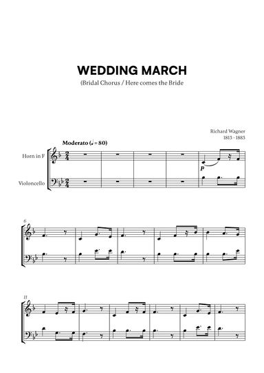 Richard Wagner - Wedding March (Here comes the Bride) (for French Horn and Cello) (arr. Cadenza Editions)