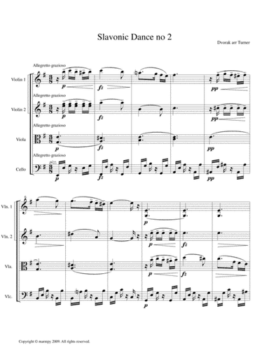 Slavonic Dance no.2 by Dvorak (arranged for string quartet) (arr. Marmpy)