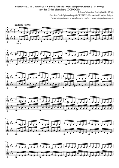 Bach (J.S.) - Prelude II in C minor (BWV 846) (from the "Well Tempered Clavier" (BWV 846-893), Book (arr. Andrei Lucian Dragoi)