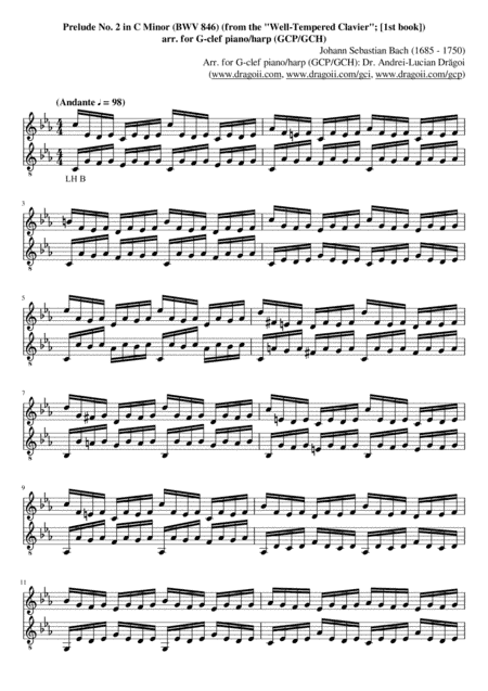 Bach (J.S.) - Prelude II in C minor (BWV 846) (from the "Well Tempered Clavier" (BWV 846-893), Book (arr. Andrei Lucian Dragoi)