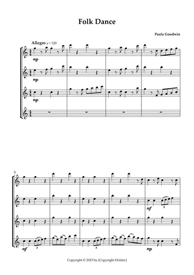 Folk Dance, for Baritone Saxophone Quartet