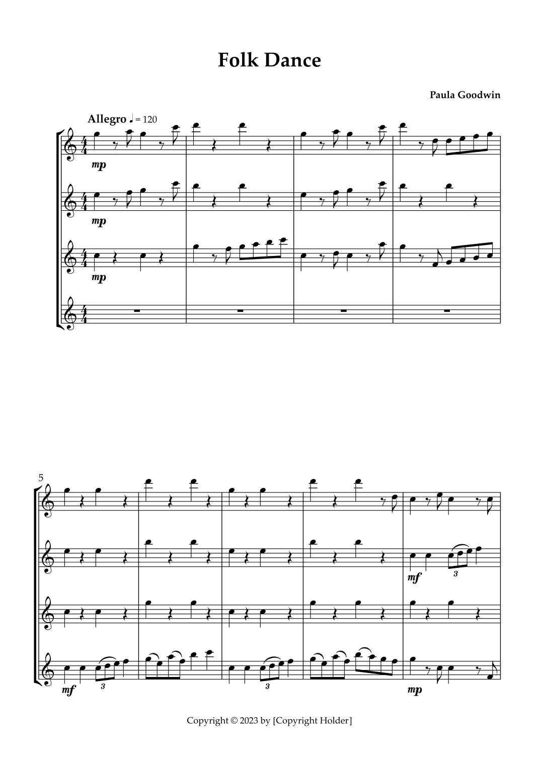 Folk Dance, for Baritone Saxophone Quartet