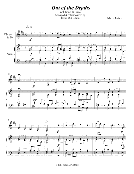 Luther: Out of the Depths for Clarinet & Piano (arr. James M. Guthrie, ASCAP)