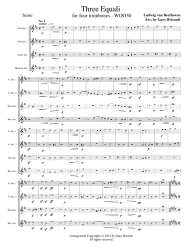Three Equali - WOO30 (arr. Gary Bricault)