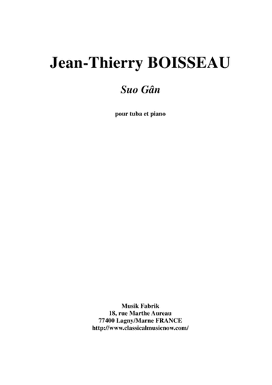 Traditional Welsh Lullaby: Suo Gân, arranged for tuba and piano by Jean-Thierry Boisseau (arr. Jean-Thierry Boisseau)