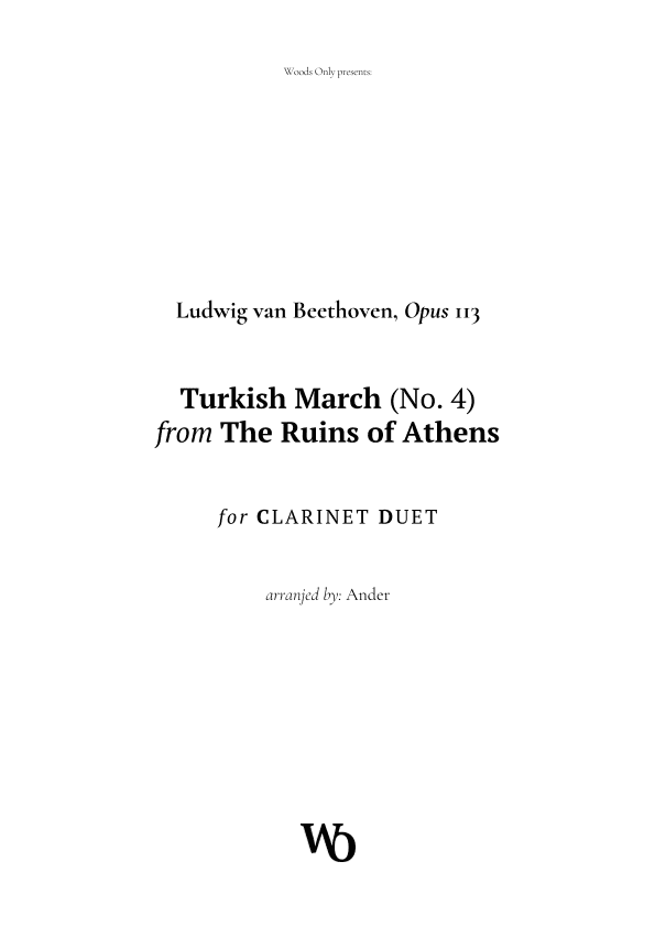 Turkish March by Beethoven for Clarinet Duet (arr. Ander)
