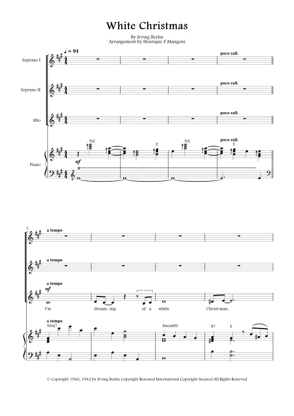 White Christmas (arr. Henrique F Mangoni)