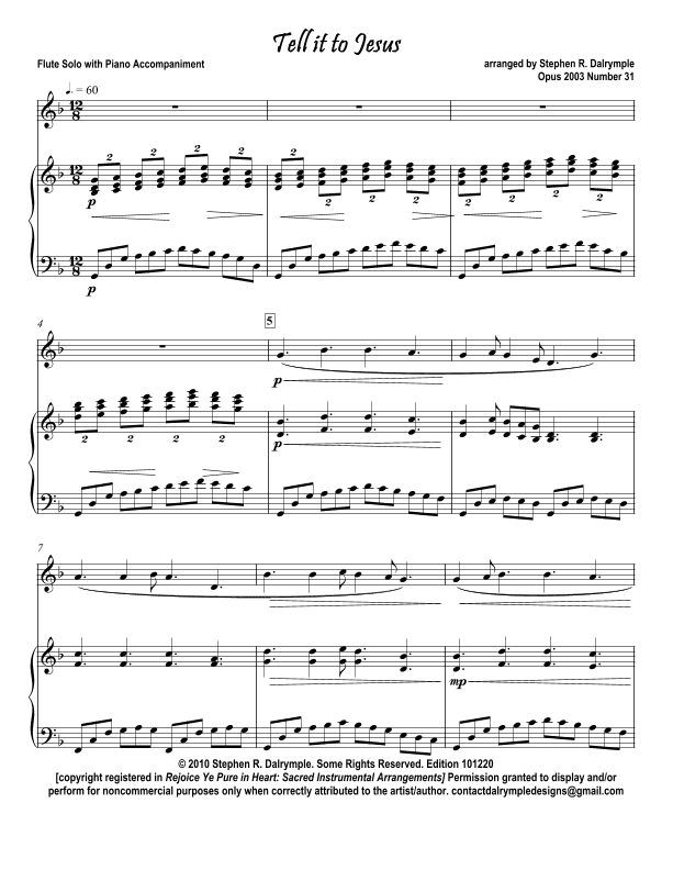 Tell it to Jesus (arr. Stephen R Dalrymple (Dalrymple Designs))