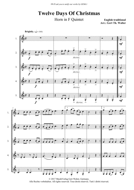 Twelve Days Of Christmas (arr. Gert Th. Walter)