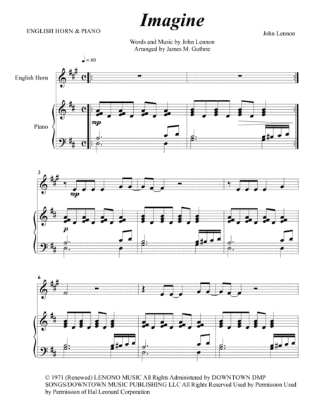 Imagine (arr. James M. Guthrie, ASCAP)