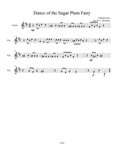 Dance of the Sugar Plum Fairy (Violin Solo) (arr. B. C. Dockery)