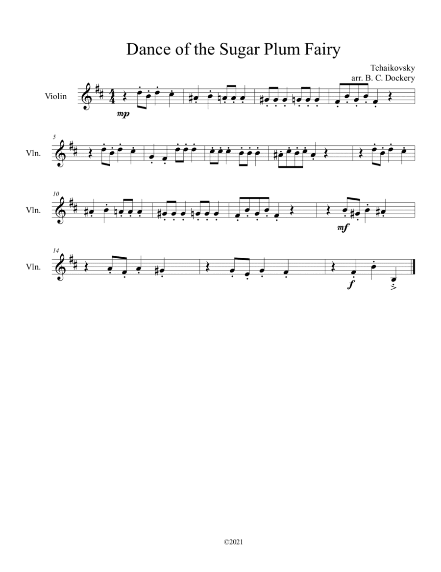 Dance of the Sugar Plum Fairy (Violin Solo) (arr. B. C. Dockery)