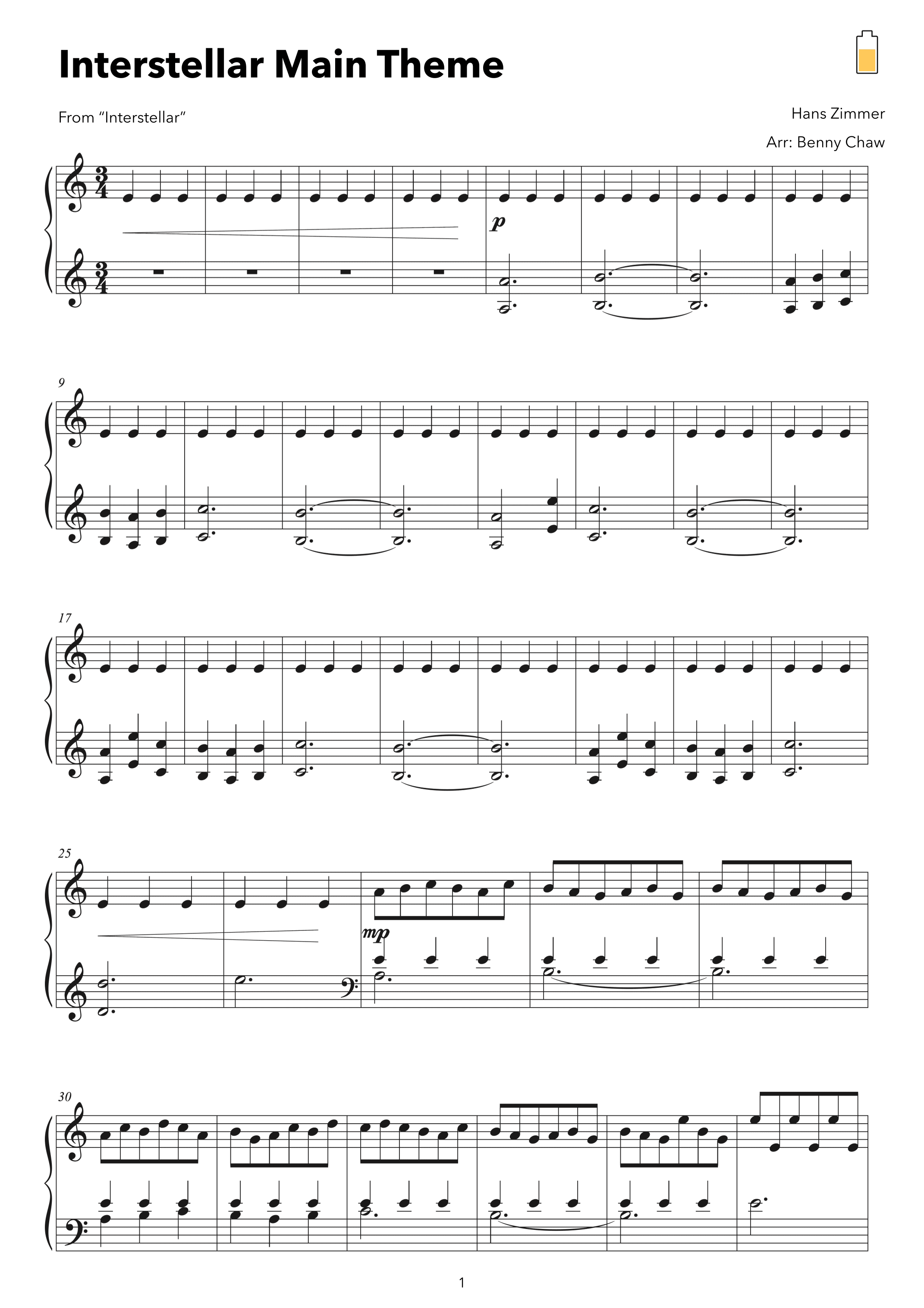 Interstellar (arr. Benny Chaw)