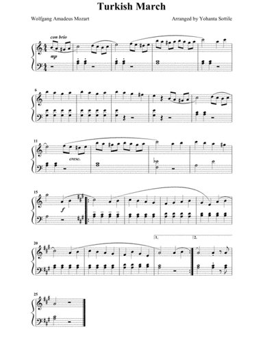 Mozart Turkish March (Easy Children) (arr. Yohanta Sottile)