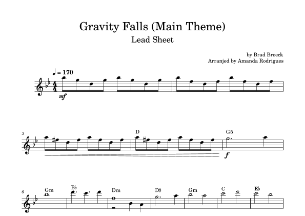 Gravity Falls (main Theme) (arr. Amanda Rodrigues)