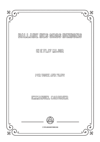 Chabrier-Ballade des gros dindons in E flat Major,for Voice and Piano (arr. MSM)