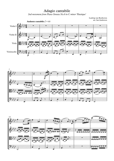 Beethoven: Adagio Cantabile from Piano Sonata No.8 'Patetique' (string quartet) (arr. Ian Anderson)