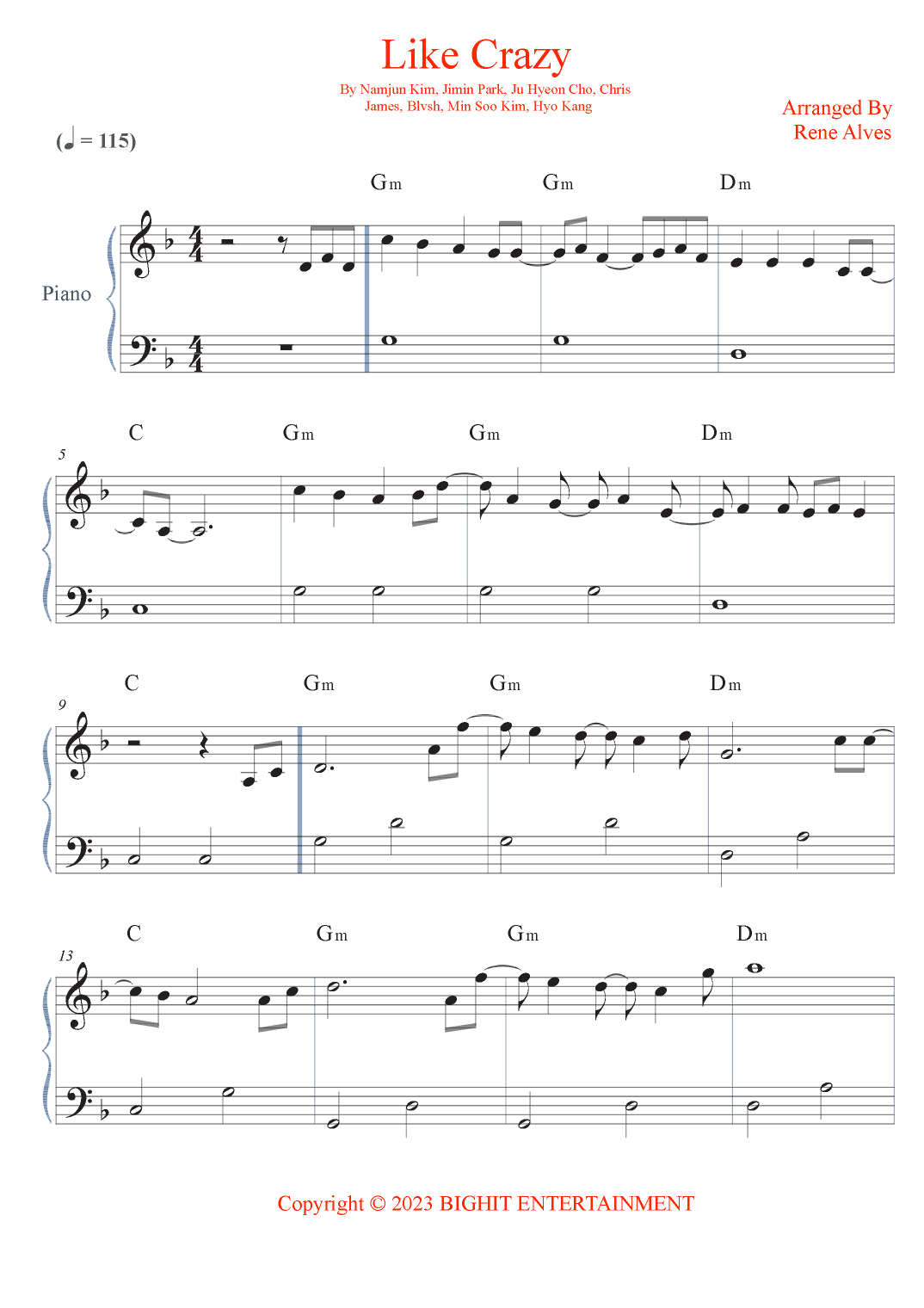 Like Crazy (arr. Rene Alves)