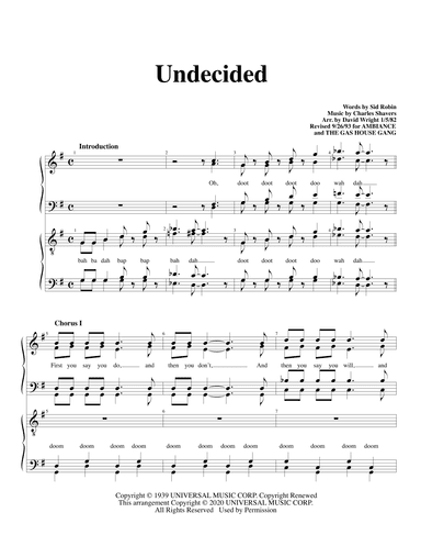Undecided (arr. David Wright)