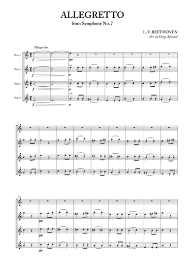 Allegretto from Symphony No. 7 for Flute Quartet (arr. Diego Marani)
