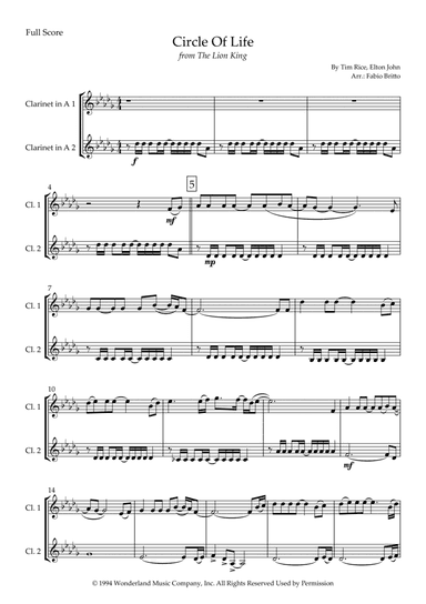 Circle Of Life (arr. Fabio Britto)