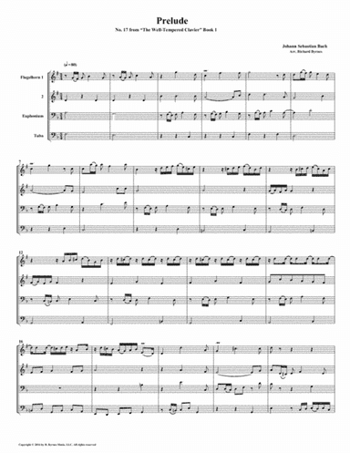 Prelude 17 from Well-Tempered Clavier, Book 1 (Conical Brass Quartet) (arr. Richard Byrnes)