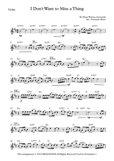 I Don't Want To Miss A Thing (arr. Fernando Britto)