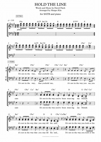 Hold The Line (arr. Margot Kiis)