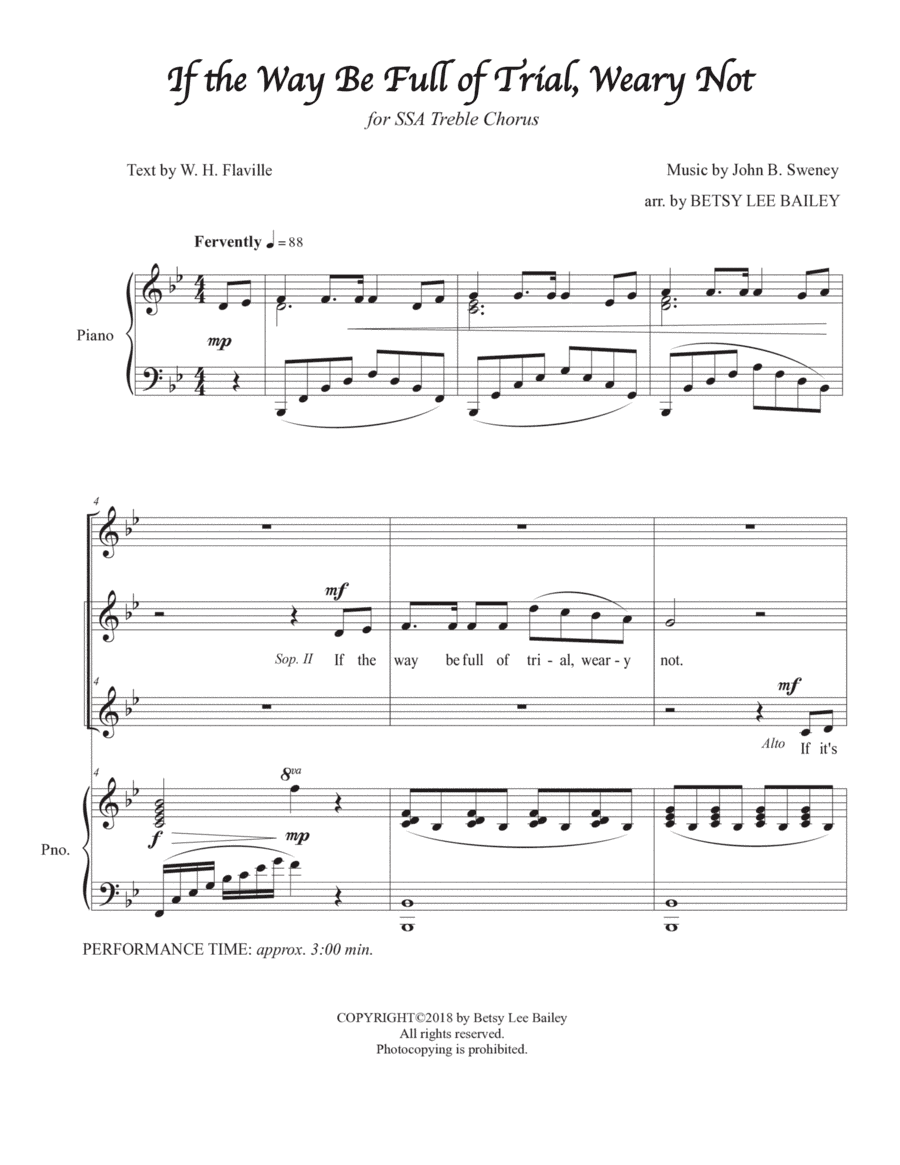 If the Way Be Full of Trial, Weary Not - SSA (arr. Betsy Lee Bailey)