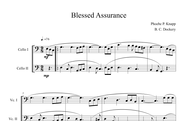 Blessed Assurance (Cello Duet) (arr. B. C. Dockery)