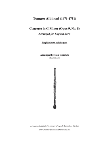 Concerto for English horn in G Minor, Op. 9 No. 8 (arr. Don Werdick (1946 - ))