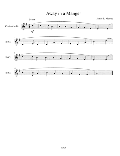Away in a Manger for solo clarinet (arr. B C Dockery)