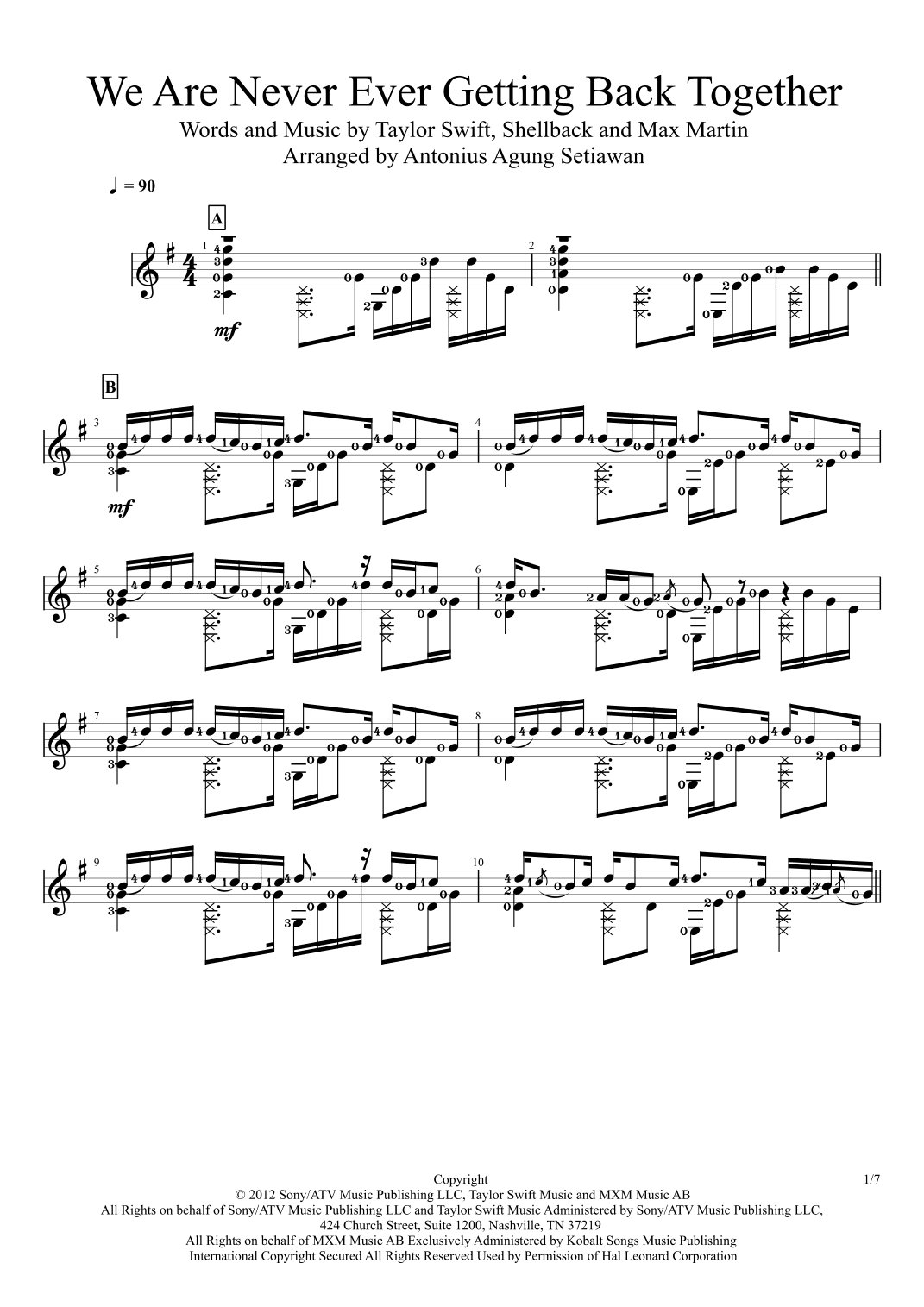 We Are Never Ever Getting Back Together (arr. Antonius Agung Setiawan)