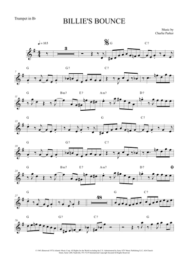 Billie's Bounce (bill's Bounce) (arr. The Sheet Music Library)