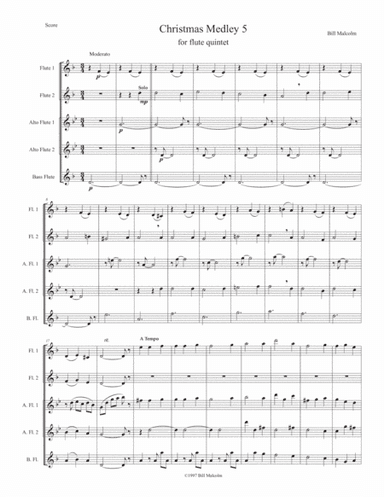 Christmas Medley 5 for flute quintet (arr. Bill Malcolm)