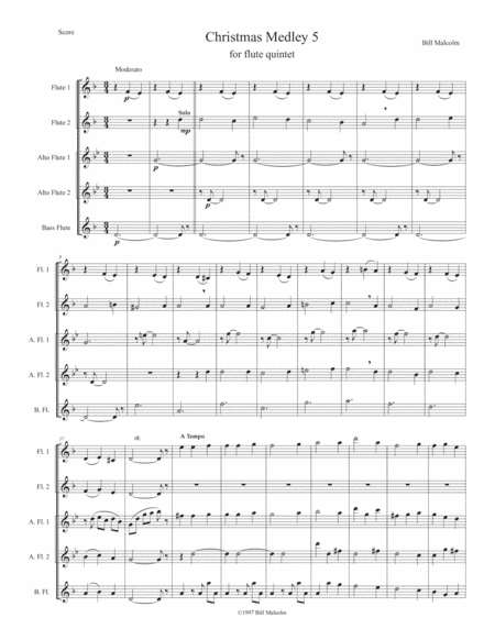 Christmas Medley 5 for flute quintet (arr. Bill Malcolm)