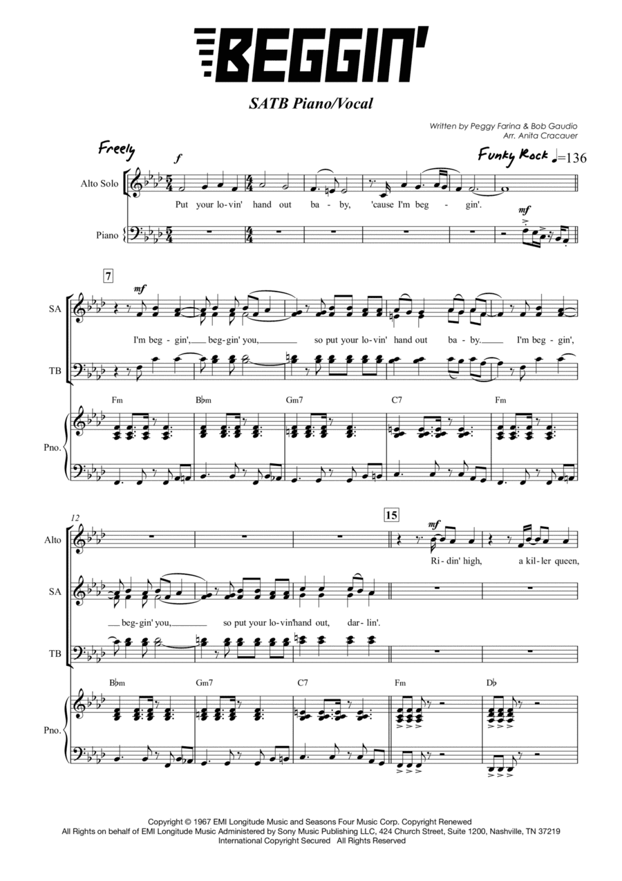 Beggin' (arr. Anita Cracauer)