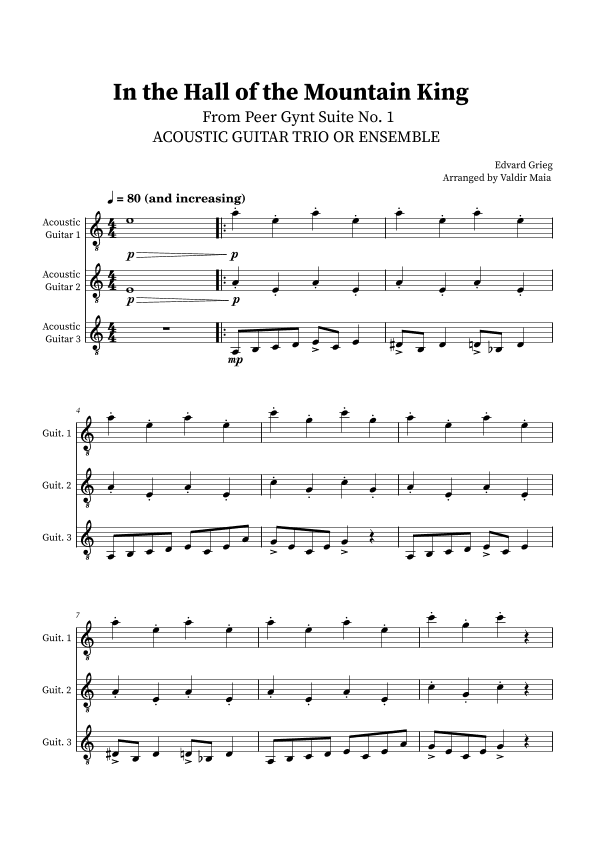 In The Hall Of The Mountain King - Acoustic Guitar Trio (arr. Valdir Maia)