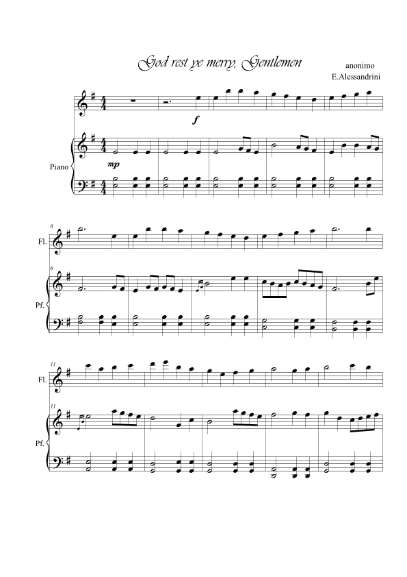God rest you Merry Gentlemen. Flute and piano duo (arr. Ester Alessandrini)
