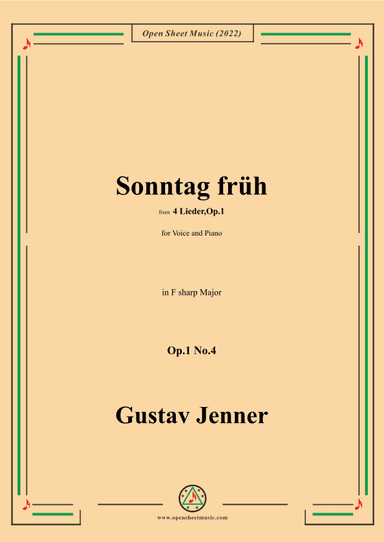 Jenner-Sonntag früh,in F sharp Major,Op.1 No.4 (arr. OSM Press)