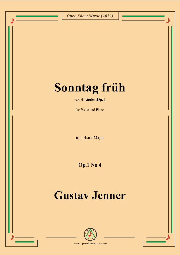 Jenner-Sonntag früh,in F sharp Major,Op.1 No.4 (arr. OSM Press)
